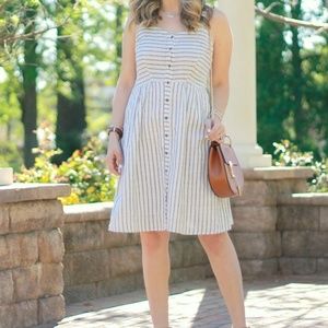 Old Navy White & blue striped cotton linen dress